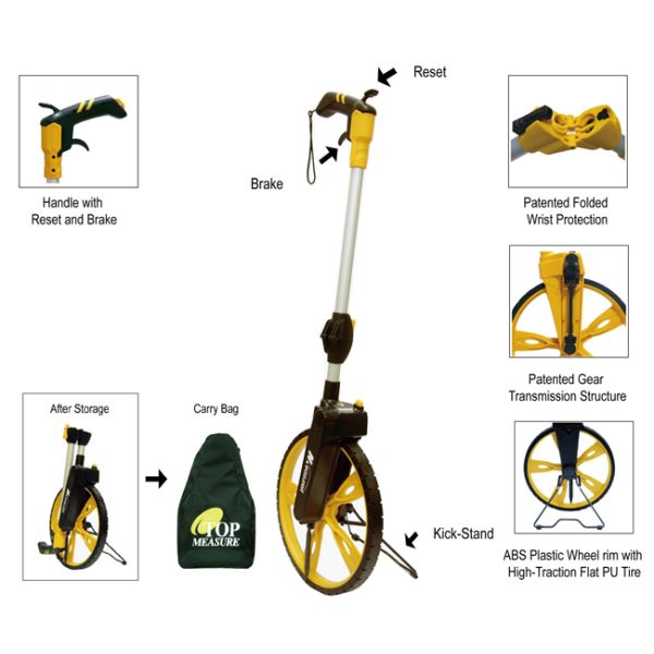 32cm Total Station Accessories Rugged 999m Distance Measuring Wheel ABS