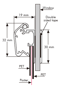 Wall Hanging Squared ABS 32mm Lockable Poster Case