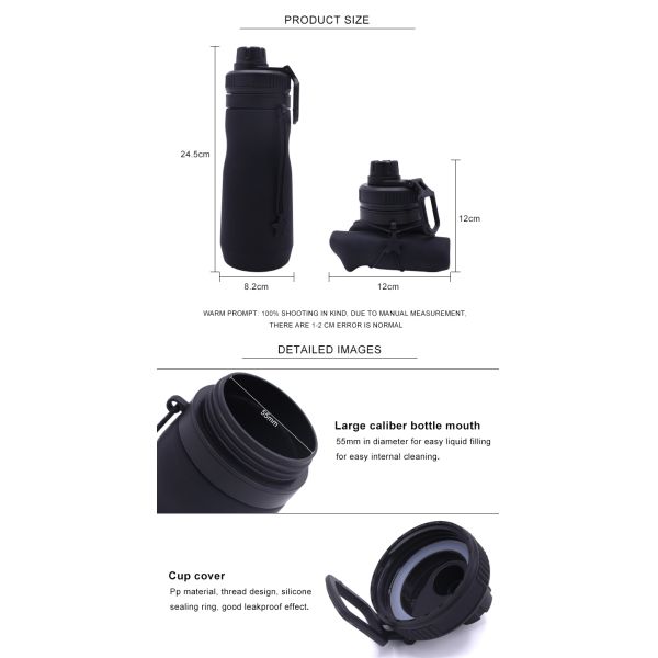simple modern usa drinkware Collapsible Silicone Water Bottle manufacturers with marking