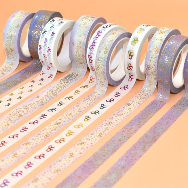 Custom 15mm*10m Decorative Packing Tape Printed Foil Washi Tape
