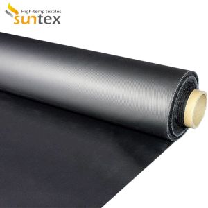 Neoprene Rubber Black Coated Fiberglass Fabric 0.45 mm Thickness
