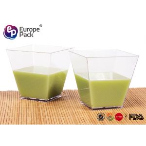 Square Disposable Plastic Dessert Cup Transparent 7 Oz Eco Friendly