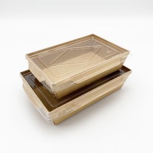 Kraft Paper Take Away Disposable Food Container With Transparent Lids