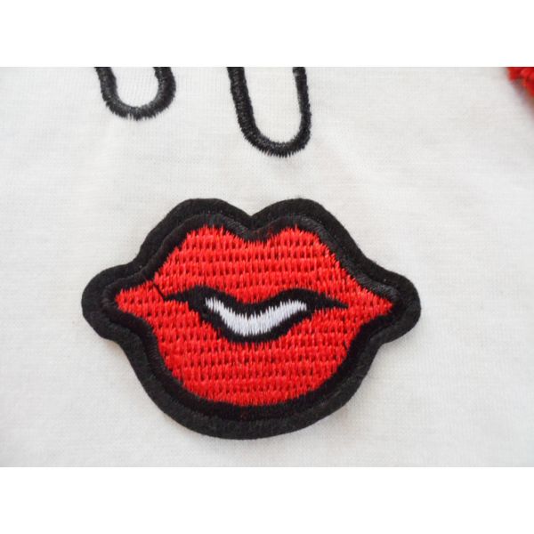 Buy Hot Fix Motif  Red Lip Embroidery Applique at wholesale prices