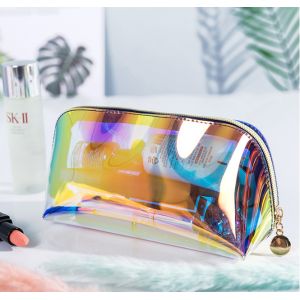 Polychrome Cosmetic Bag Transparent Holographic Fabric
