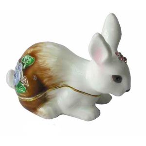 Crystals Easter Bunny Trinket Box Easter Rabbit Trinket Box Bejeweled Rabbit