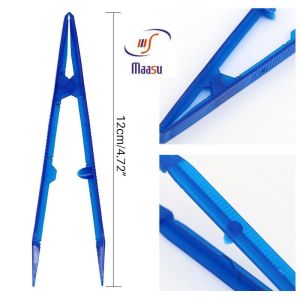 Blue Plastic Disposable Tweezers 15.5cm Periodontal Tool