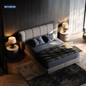 Oak Wood Frame Double Bed Luxury Bedroom Furniture Featuring Modern Style High