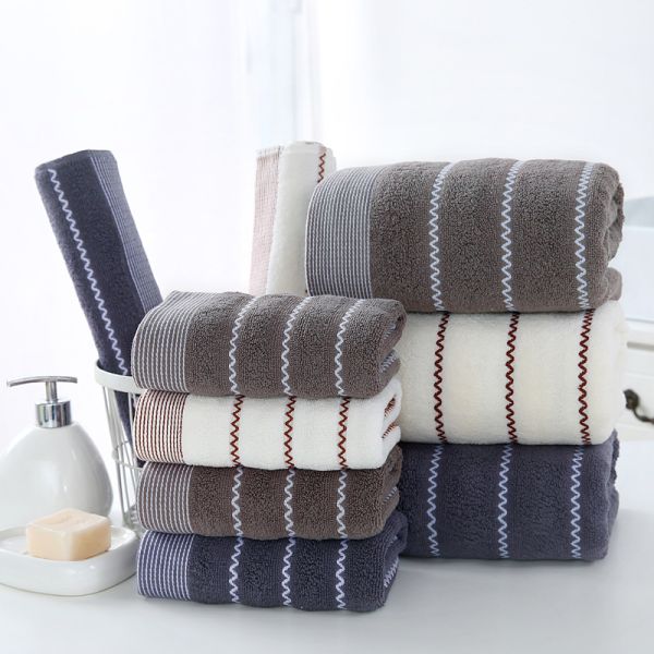 White Plain Forged Cotton Washcloth Bath Towel Absorbent 3-Piece Gift Box with Return Gift Cover