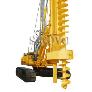 Rotary drilling rig TR250W mounted on original CAT base with pull winch system