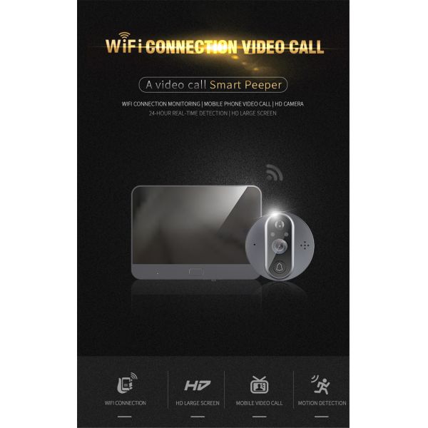 Unistone Peephole 1MP/720P Video Doorbell(US-PHR9)