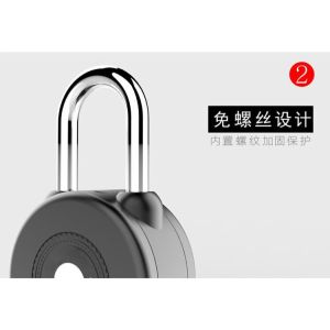 Black Zinc Alloy Remote Control Padlock , Cloud Storage GSM Padlock Embedded
