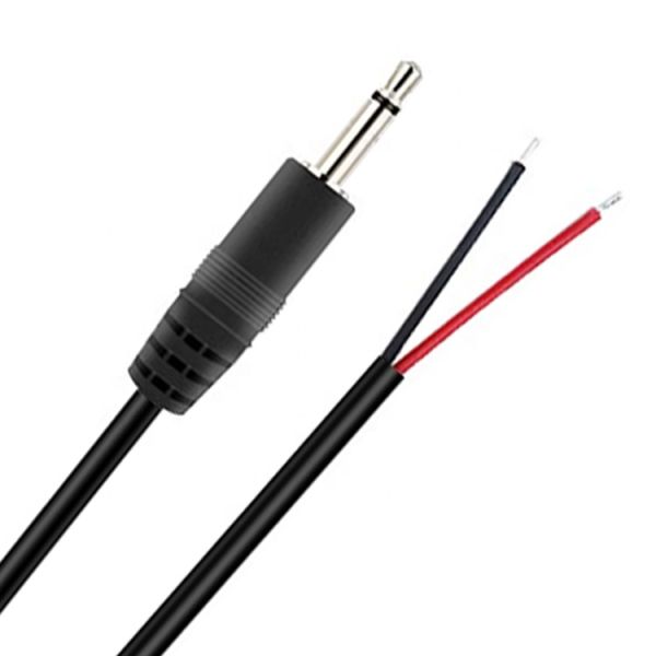 Custom 2 Poles TS 3.5mm Stereo Audio Mono Jack Male Plug to Stripped Pigtail Tinned Bare Wire End Cable