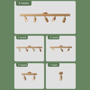 Wood Led Ceiling Lamp With Spot Lights For Living Room Bedroom Corridor Home