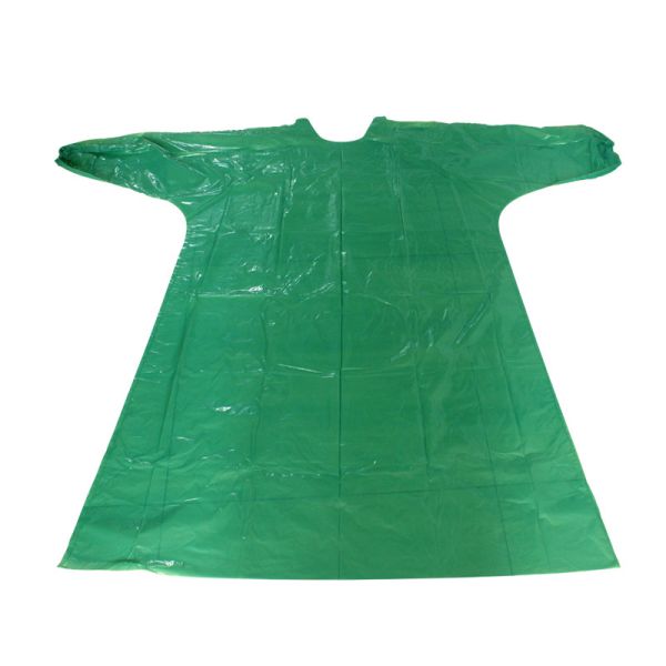 Buy 78G Medical Isolation Green Disposable PE Surgical Gown With Elastic Cuffs at wholesale prices