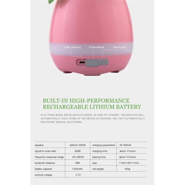 Flower Pot Music Bluetooth Speaker Smart Touch Plant Lamp Rechargeable Li Battery