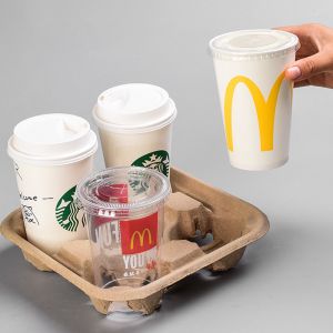 Customized Moulded Pulp Tray Coffee Pulp Cup Tray Biodegradable