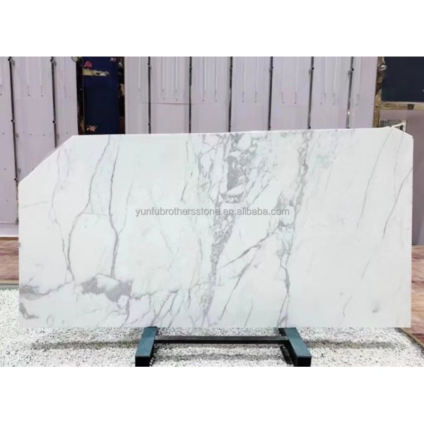 Polished Natural Statuario White Marble Big Slab for Italian Flooring and Wall Tiles