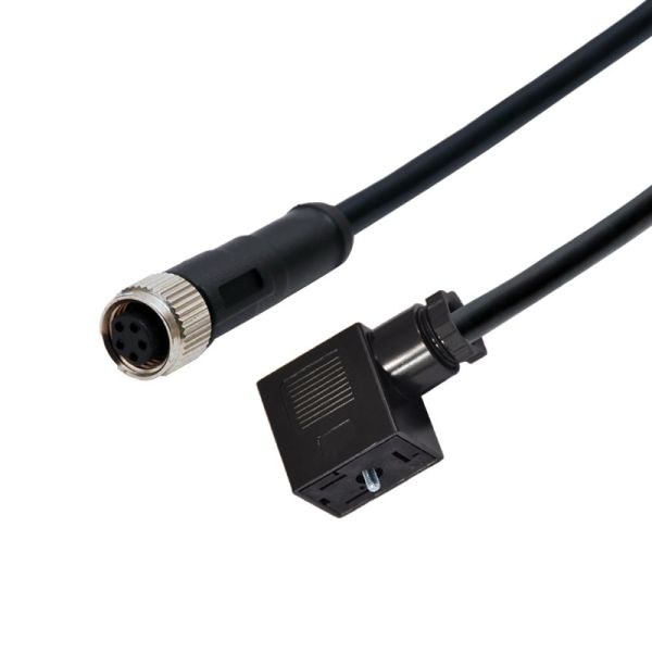 M12 Molding 5pins A Code Female Straight Waterproof Connector To Solenoid Valve