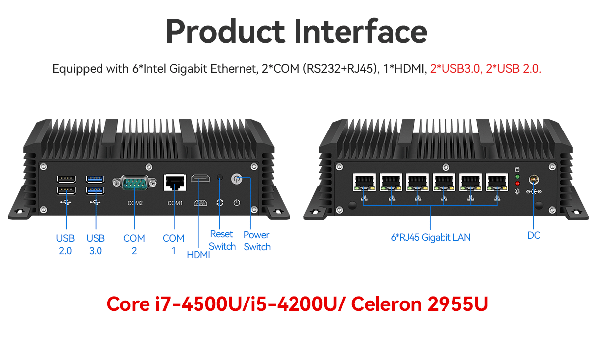 Six LAN Dual COM Soft Router With Intel Core And Celeron Series Processors