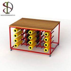 Vinyl Rolling Metal Table Stand With Double Sides Knocked Down