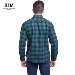 Man's Leisure Style Cotton Flannelette Plaid Jacket with Double Pocket and Long
