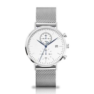 Quality Quartz Chronograph Silver Stainless Steel Watch With Interchangeable Mesh Band for sale