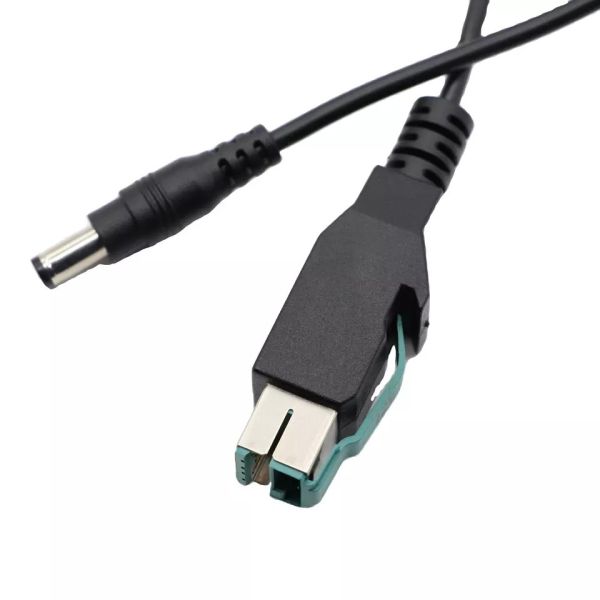1.5m 2m PVC Black POS Machine Cable 12V Power USB To DC For POS Scanner