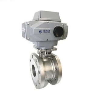 Dn25 Pn10 Mild Steel Motorized Flange Ball Valve For 180 Degree Celsius Steam
