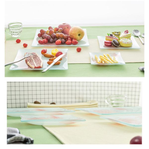 Handmade Colored Painted Square Glass Fruit Bowl 25cm