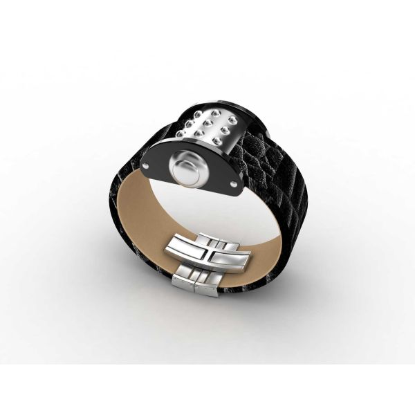 Top Quality Europe Fashion Stainless Steel Genuine Leather Silicone Bangle