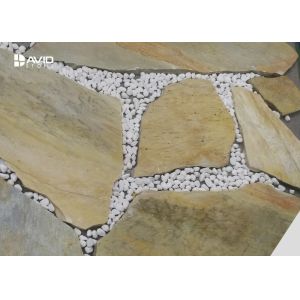 Light Yellow Slate Paving Stones Skidproof Irregular Size For External Floor