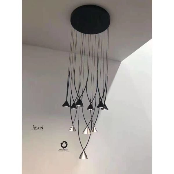 Modern Indoor Dining Room Black Pendant Restaurant Showroom Ceiling LED Chandelier