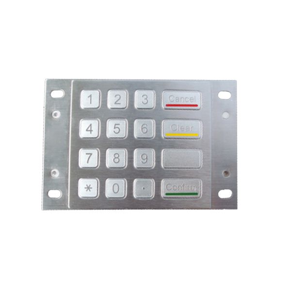 DES 3DES Encryption 4x4 Stainless Steel Metal Encrypted EPP Pin Pad For Payment Kiosk