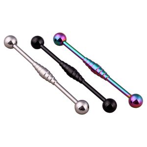 Stainless steel multi spiral industrial barbell ear piercing body jewelry