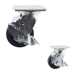 China 100mm 396lbs Black Rubber Heavy Duty Casters With Side Lock on sale