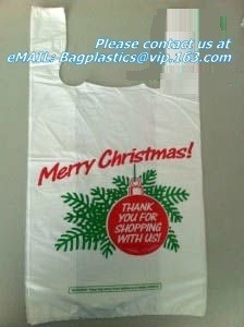 BIO Biodegradable Pre-Printed Thank You Retail Bags,Green Plastic T-shirt