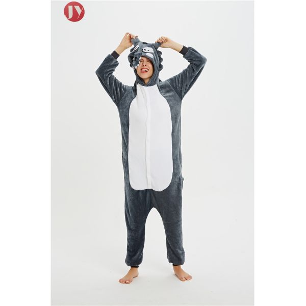 Sleepwear Kigurumi Onesie Timber Wolf Animal Pajamas With Carrying Pocket