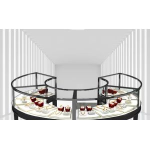 Round Curved Jewelry Display Cabinet Oval jewellery glass counter Custom