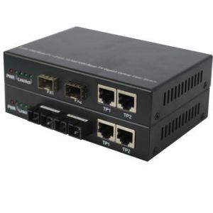 10/100/1000M Media Converter 4-TX + 2-FX(SC) Port Fiber Switch