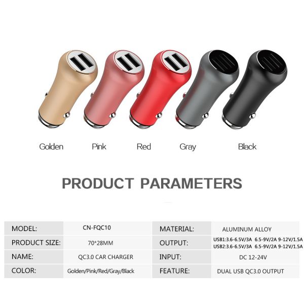 6A Dual USB CAR CHARGER QC3.0 Universal Compatible HOCO 36W Dual USB Car Fast Charger QC3.0 Quick Charge 3.0 USB