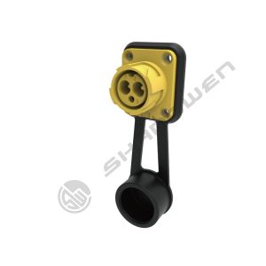 Power Supply Waterproof Push-pull Self-locking Yellow Industrial Male Socket