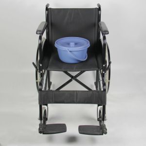Barebone Folding Steel Wheelchair Solid Castor Easy Assemble