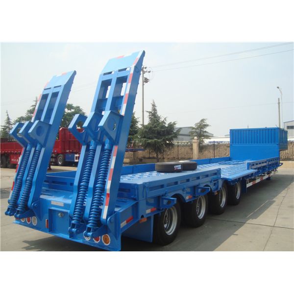 Heavy Equipment Delivery Lowboy Semi Trailer 4 Axle 80tons Top Flange Thickness