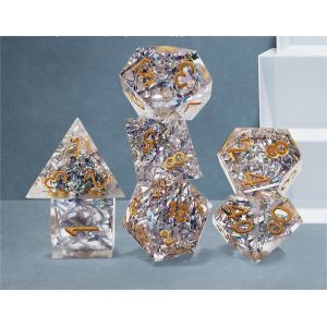Transparent crystal color band Resin Boarding Dice Set dnd dice