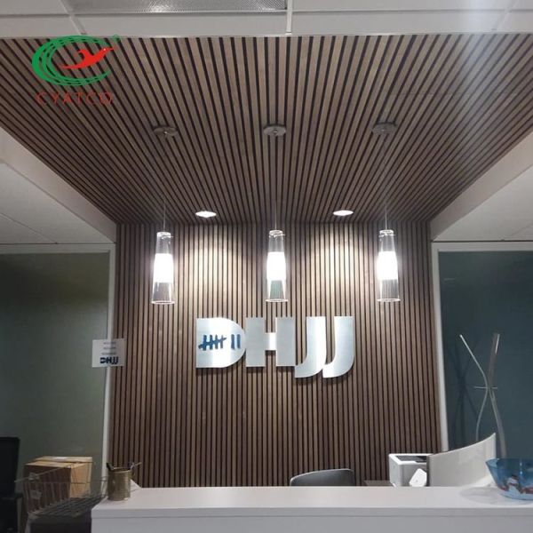 Nontoxic Harmless Acoustic Wood Slat Panels , Fire Retardant Acoustic Ceiling Slats