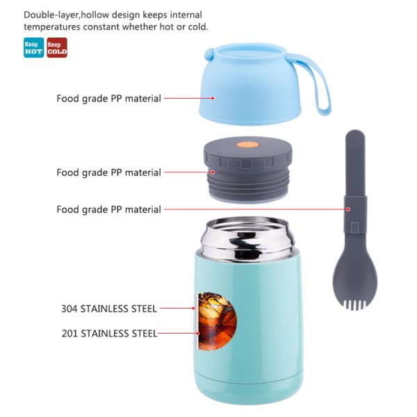 Creative Cute food Jar Screw Lid Stainless Steel Insulated Kids Vacuum Containers Thermos Food Jar For Kids Hot Food