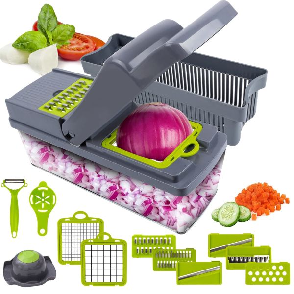 Buy 14 In 1 Multifunctional Vegetable Chopper With 8 Stainless Steel Blade at wholesale prices
