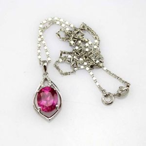 Fashion Jewelry 925 Silver 8mmx10mm Oval Created Amethyst Pendant (PSJ0422)