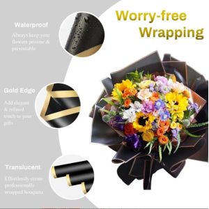 Golden-edge jelly film, flower wrapping paper, matte paper, semi-transparent